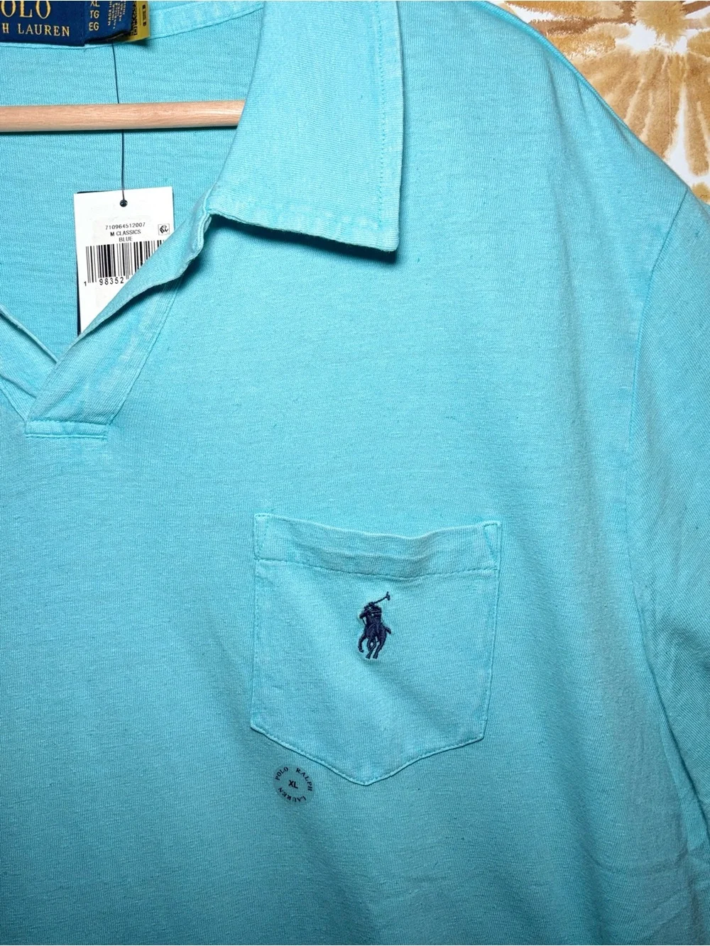 NWT Polo Ralph Lauren Aqua Blue Pocket Polo Shirt Country Club Coastal Preppy